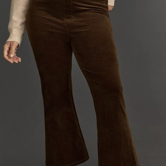 Anthropologie Teal Velvet Pull-On Flare Pants XL - Picture 3 of 5